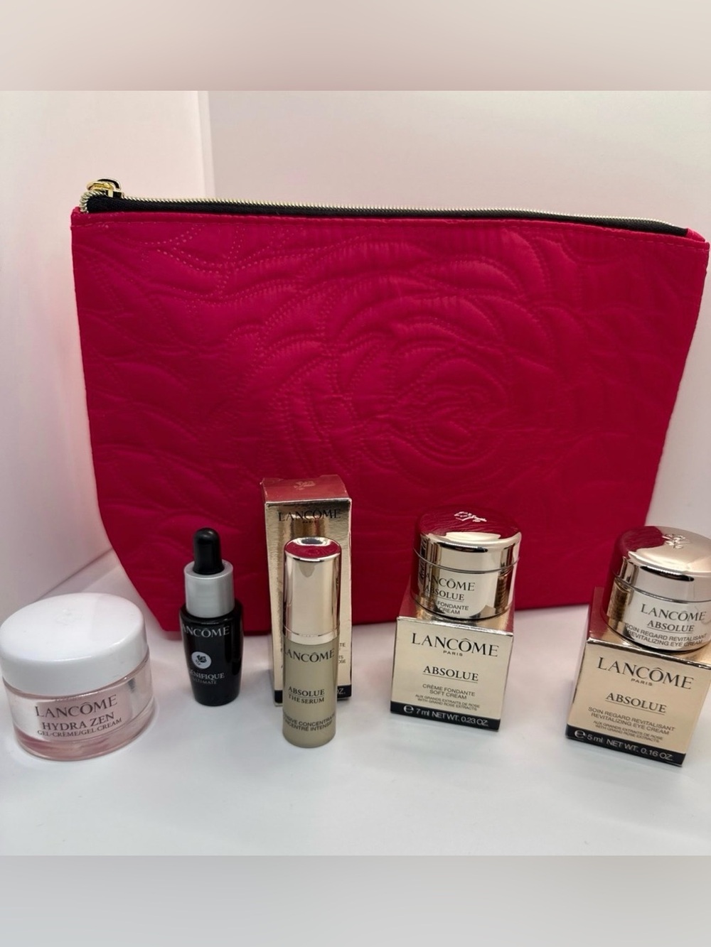 NEW Lancôme Skincare Gift Set Absolue Génifique Hydra Zen + Cosmetic Bag - Picture 2 of 2